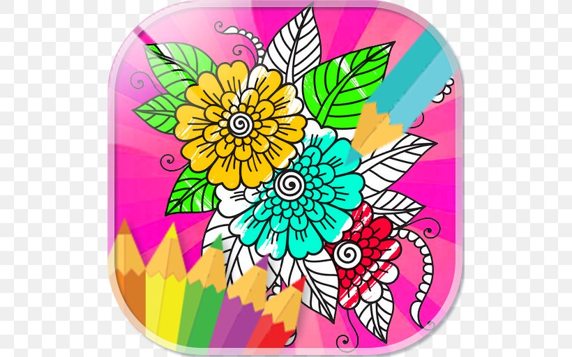 Flowers Background, PNG, 512x512px, Floral Design, Android, Blume, Color, Coloring Book Download Free