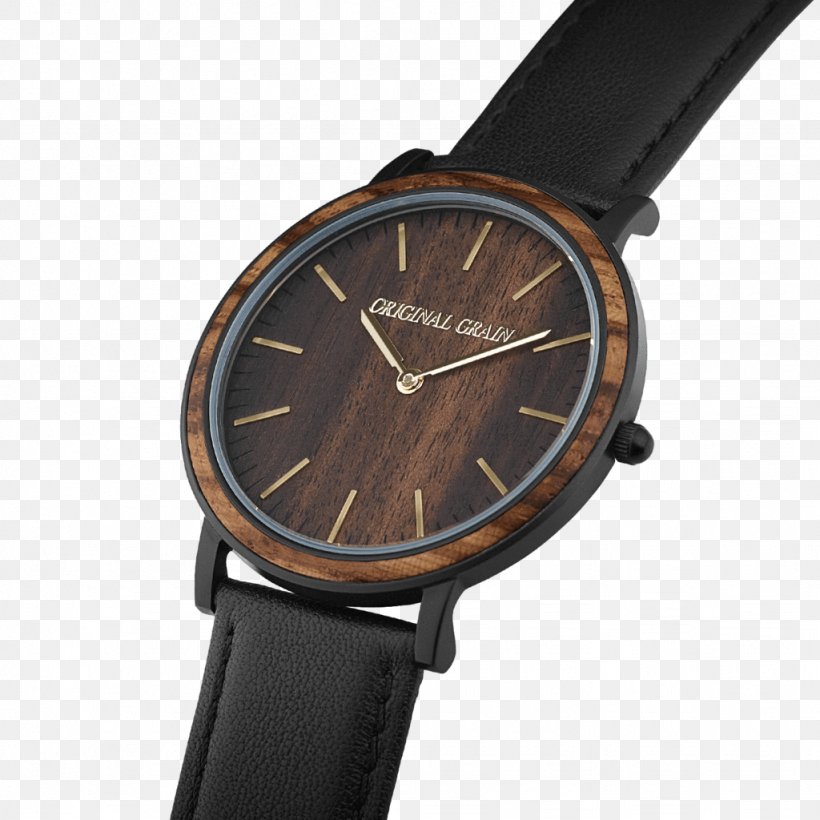 Gold Watch Ebony Wood, PNG, 1024x1024px, Gold, Brand, Brown, Ebony, Leather Download Free