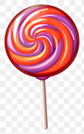 Lollipop - Round Swirl Lollipop In Bright Colors PNG