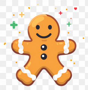 Gingerbread Man - Cartoon Illustration Of Gingerbread Man PNG
