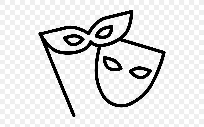 Mask Theatre Costume, PNG, 512x512px, Mask, Area, Black, Black And White, Computer Font Download Free