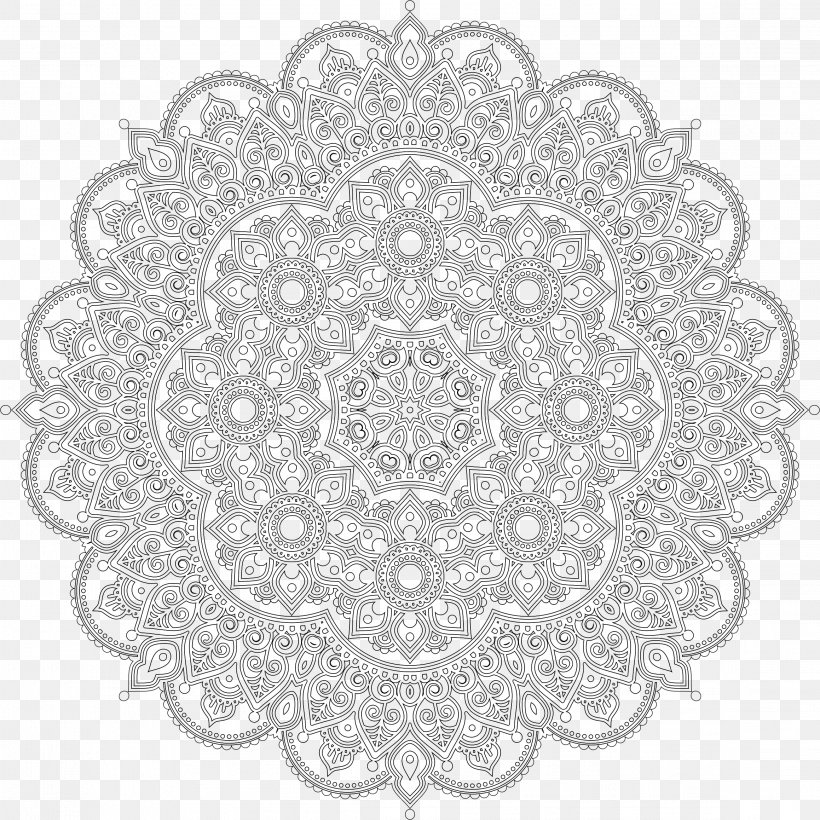 Mandala Coloring Book Doodle Tibetan Buddhism Meditation, PNG, 2318x2318px, Mandala, Adult, Area, Art, Black And White Download Free