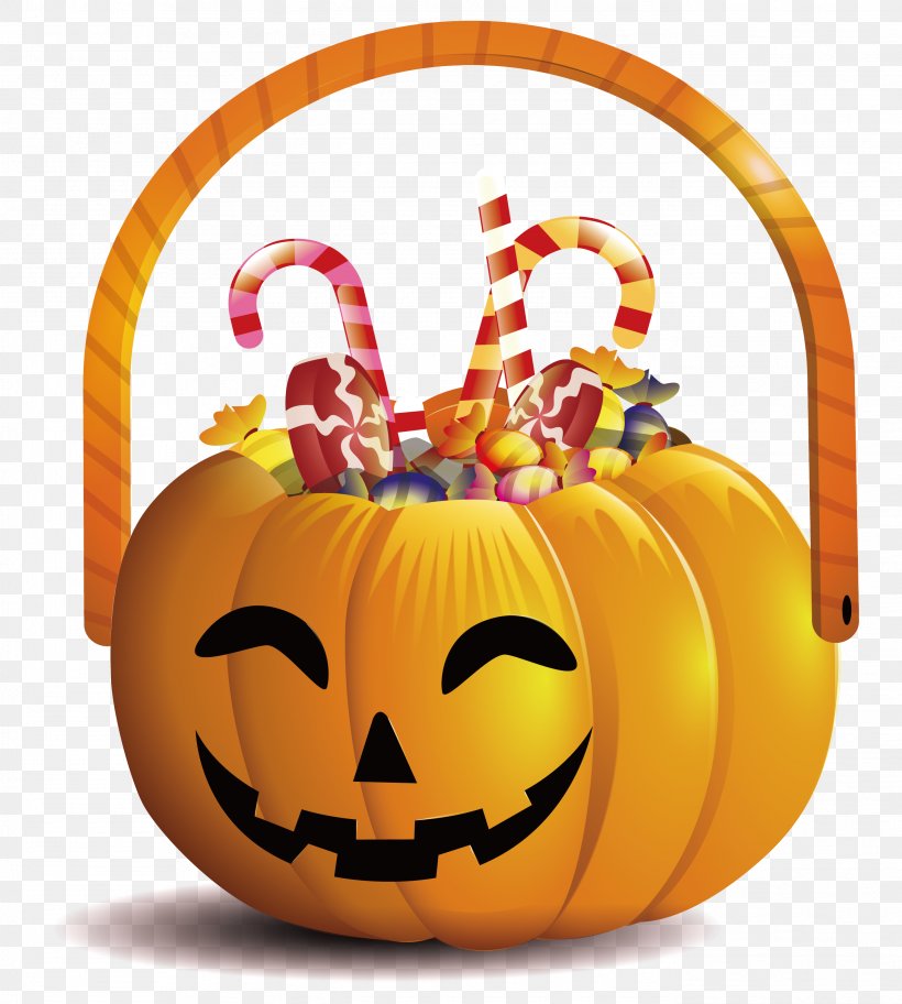 Jack-o'-lantern Candy Pumpkin, PNG, 2744x3052px, Calabaza, Basket, Candy, Caramel, Cucurbita Download Free