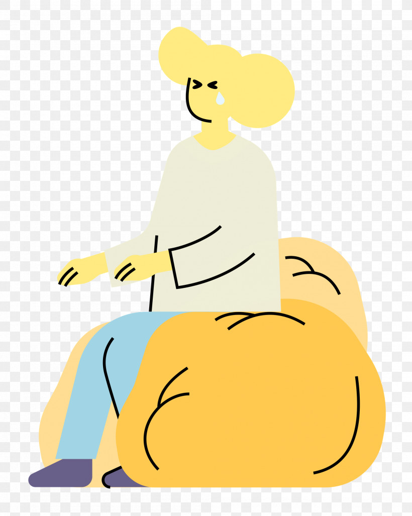 Cartoon Yellow Joint Sitting Happiness, PNG, 1996x2500px, Sitting, Behavior, Cartoon, Chair, Happiness Download Free