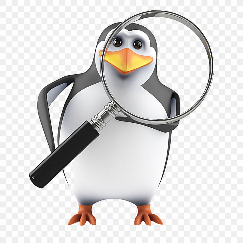 Penguin Magnifying Glass Stock Photography, PNG, 1000x1000px, 3d Computer Graphics, 3d Rendering, Penguin, Beak, Bird Download Free