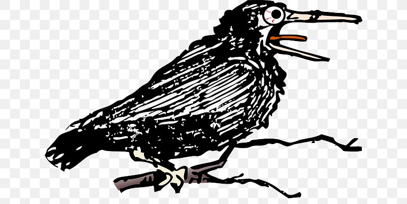Clip Art Vector Graphics Image, PNG, 640x412px, Crow, Artwork, Beak, Bird, Black And White Download Free