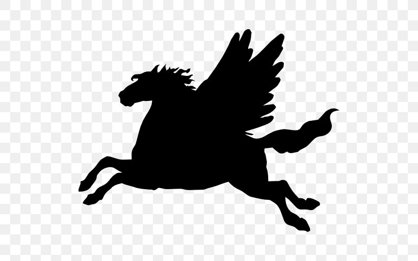 Horse Pegasus Silhouette, PNG, 512x512px, Horse, Black And White, Carnivoran, Dog Like Mammal, Equestrian Sport Download Free