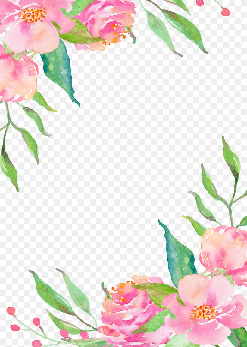 Pink Flower Borders, PNG, 1500x2100px, Border Flowers, Blossom, Branch, Color, Drawing Download Free