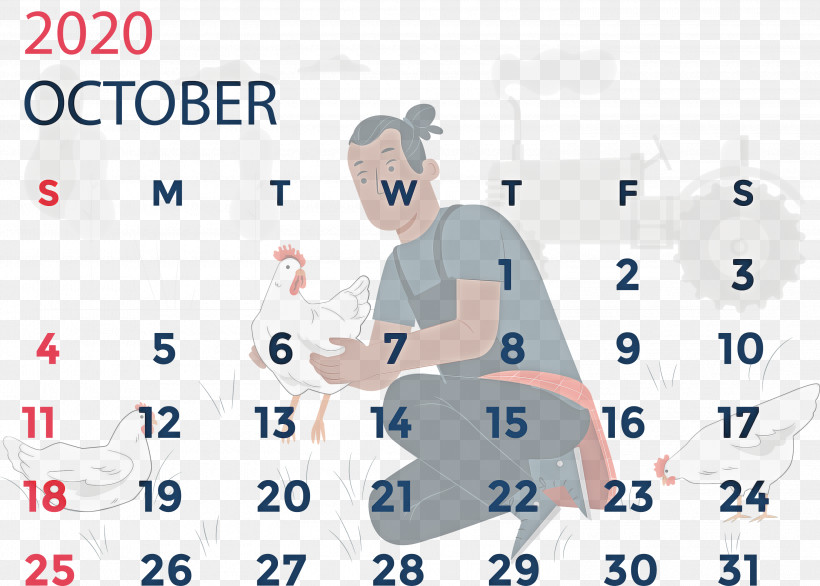 October 2020 Calendar October 2020 Printable Calendar, PNG, 3000x2145px, October 2020 Calendar, April, Calendar System, Calendar Year, Cartoon Download Free