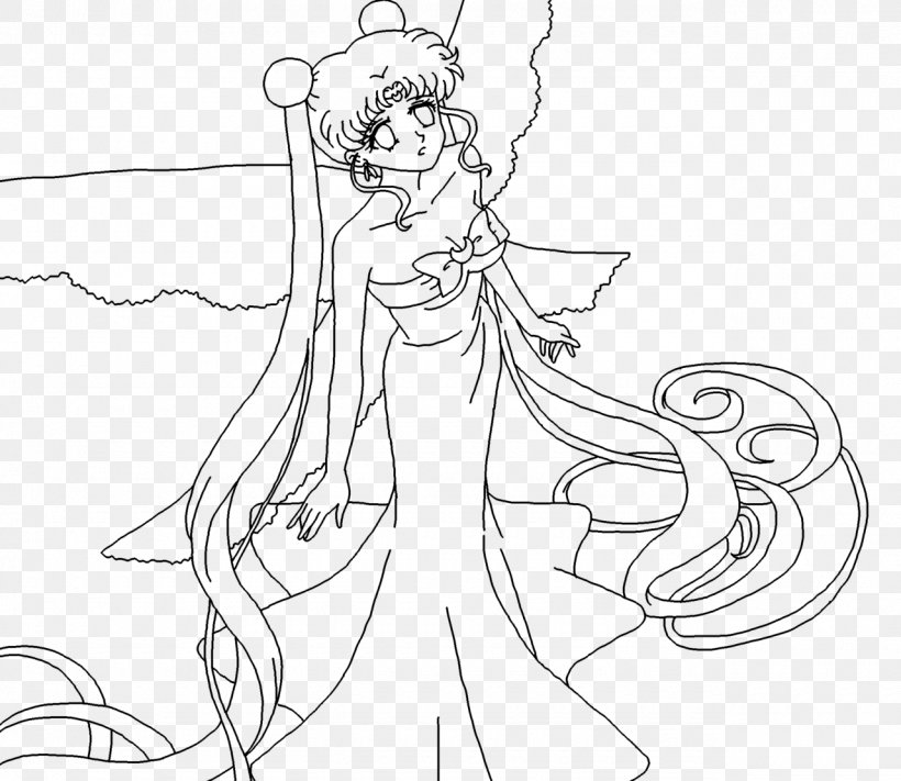 Sailor Moon Queen Serenity Line Art Drawing Female, PNG, 1280x1110px, Watercolor, Cartoon, Flower, Frame, Heart Download Free