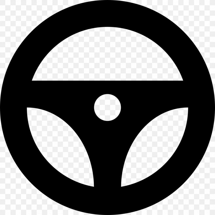 Car Steering Wheel, PNG, 980x980px, Car, Area, Black And White, Driving, Logo Download Free