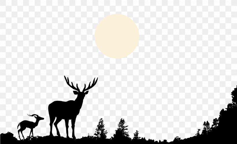 Deer Nature Wildlife Clip Art, PNG, 1336x810px, Deer, Antler, Black And White, Drawing, Grass Download Free