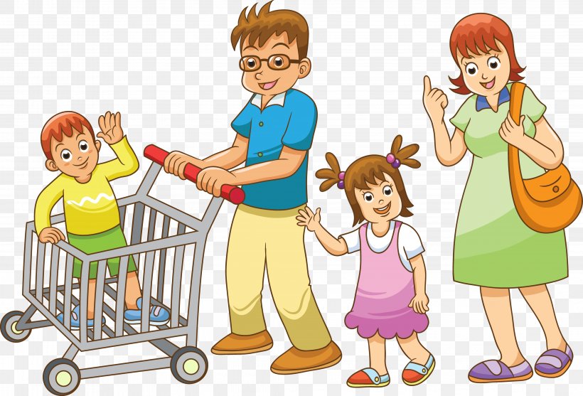 Royalty-free Shopping Family, PNG, 4276x2906px, Royaltyfree, Art, Boy, Cartoon, Child Download Free