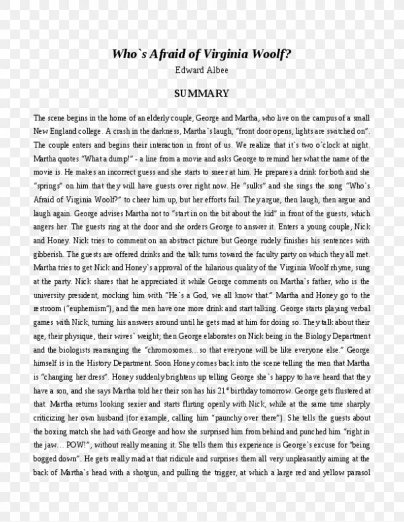 Who's Afraid Of Virginia Woolf? Woolf Essays A Room Of One's Own The Selected Works Of Virginia Woolf, PNG, 990x1281px, Essay, Area, Argumentative, Black And White, Document Download Free