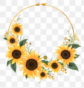 Sunflowers Frame - Sunflower Hoop Floral Decoration Arrangement PNG