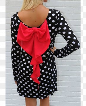 Bowknot - Cocktail Dress Polka Dot Sleeve Clothing PNG