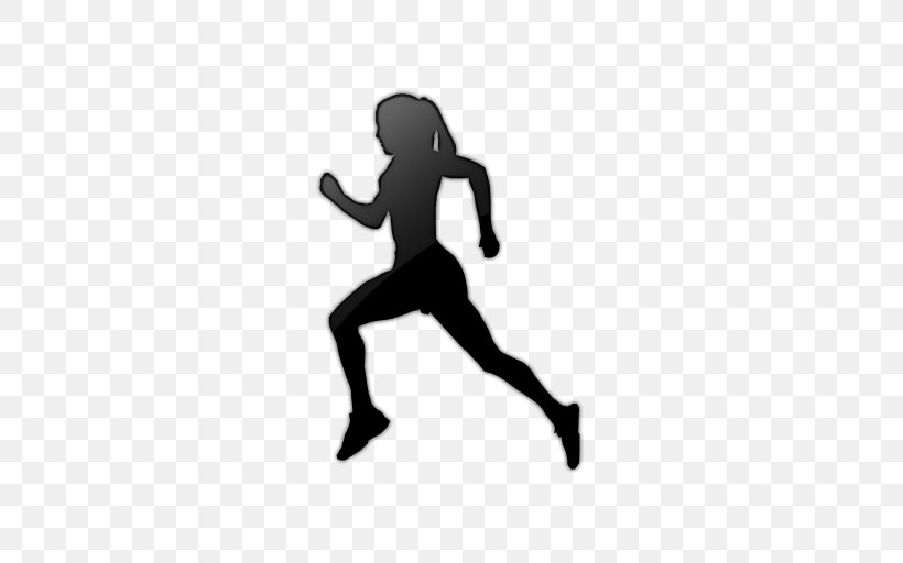 Running Silhouette Clip Art, PNG, 512x512px, Running, Black And White, Female, Hand, Joint Download Free