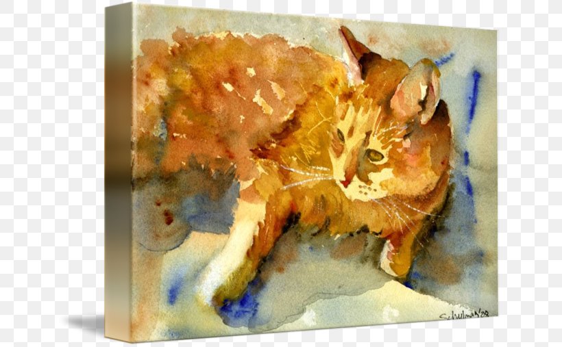 Cat Watercolor Painting Portrait Canvas Print, PNG, 650x507px, Cat, Art, Artist, Canvas, Canvas Print Download Free