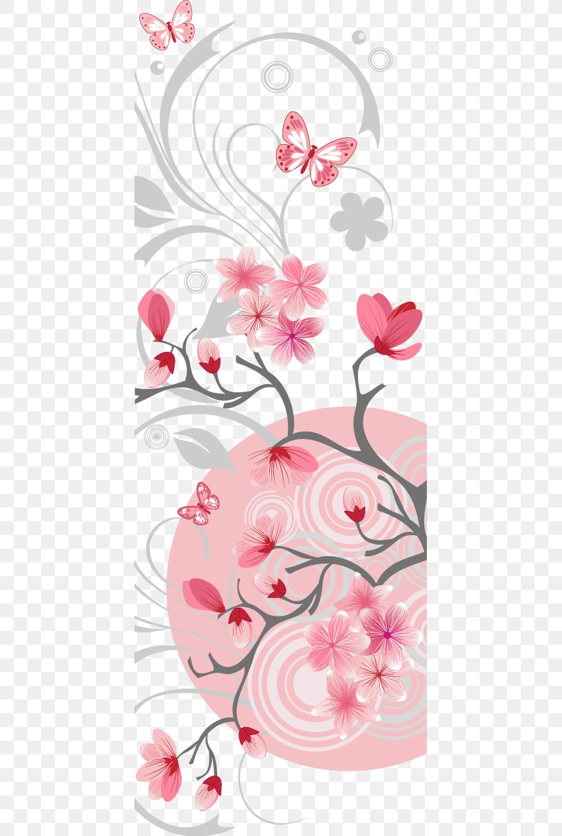 Sakura Card Shading, PNG, 427x1219px, Cherry Blossom, Blossom, Branch, Flora, Floral Design Download Free