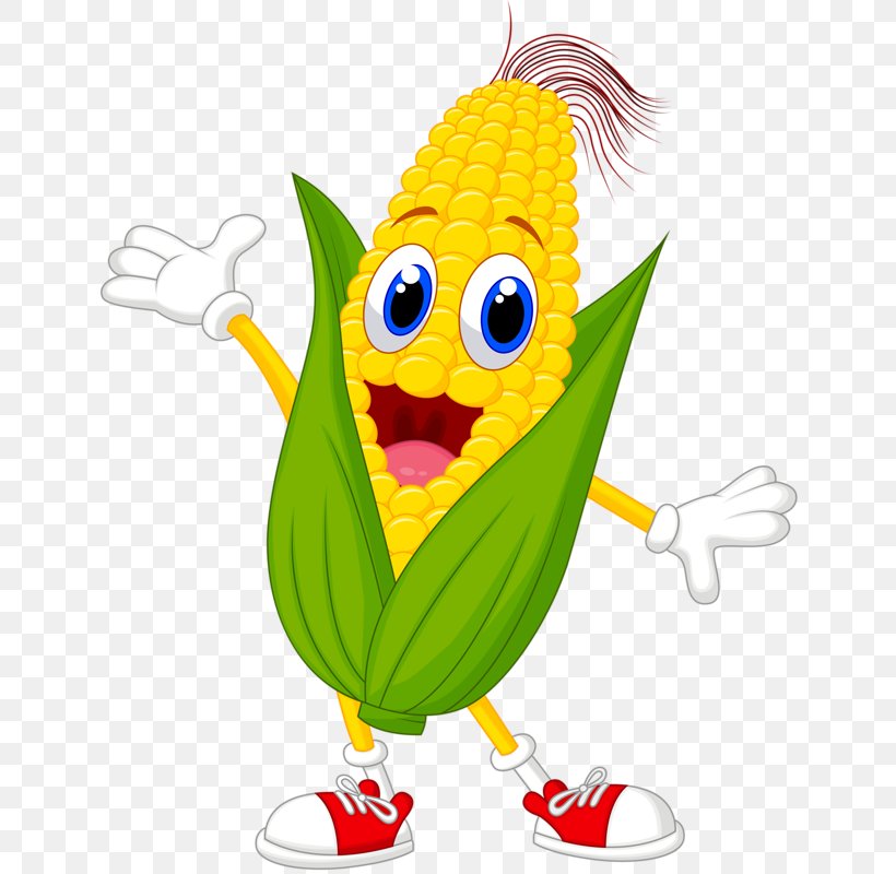 Corn On The Cob Maize Royalty-free Cartoon, PNG, 642x800px, Corn On The Cob, Beak, Cartoon, Drawing, Fictional Character Download Free