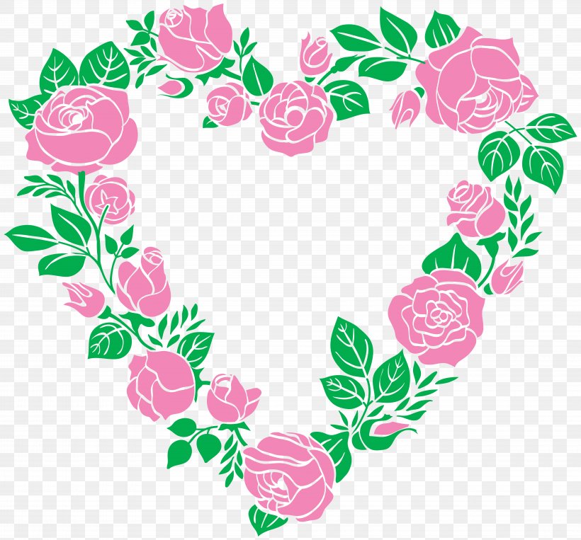 Right Border Of Heart Rose Clip Art, PNG, 8000x7445px, Heart, Artwork, Color, Flora, Floral Design Download Free