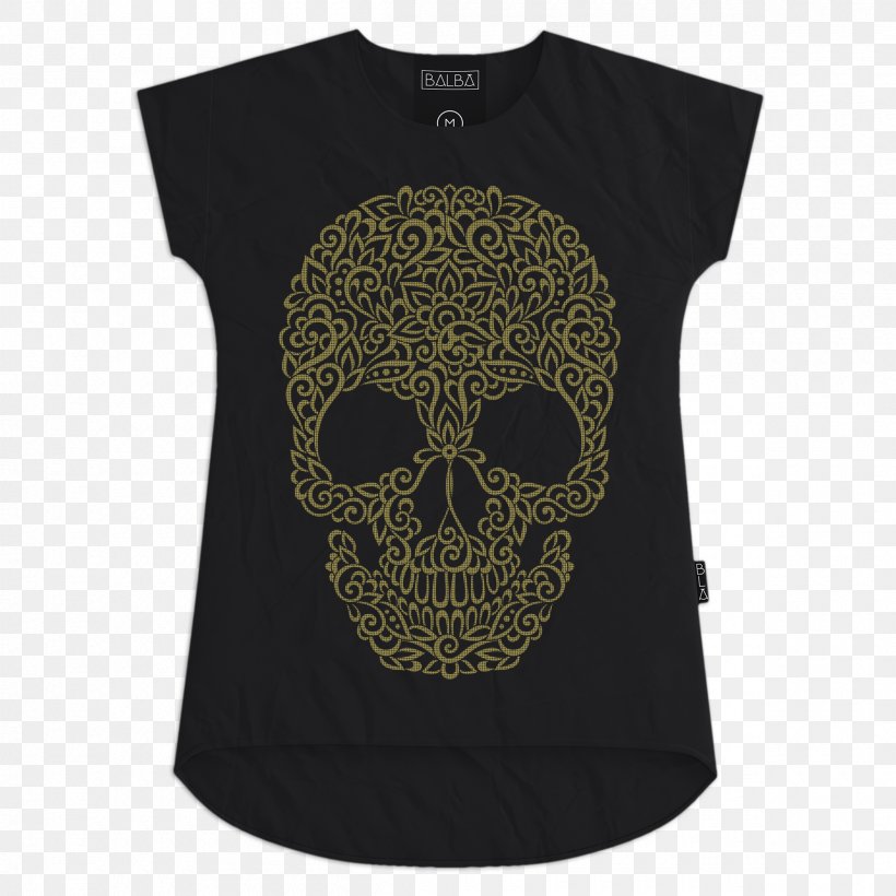 T-shirt Skull Sleeve Font, PNG, 2400x2400px, Tshirt, Black, Black M, Bone, Brand Download Free
