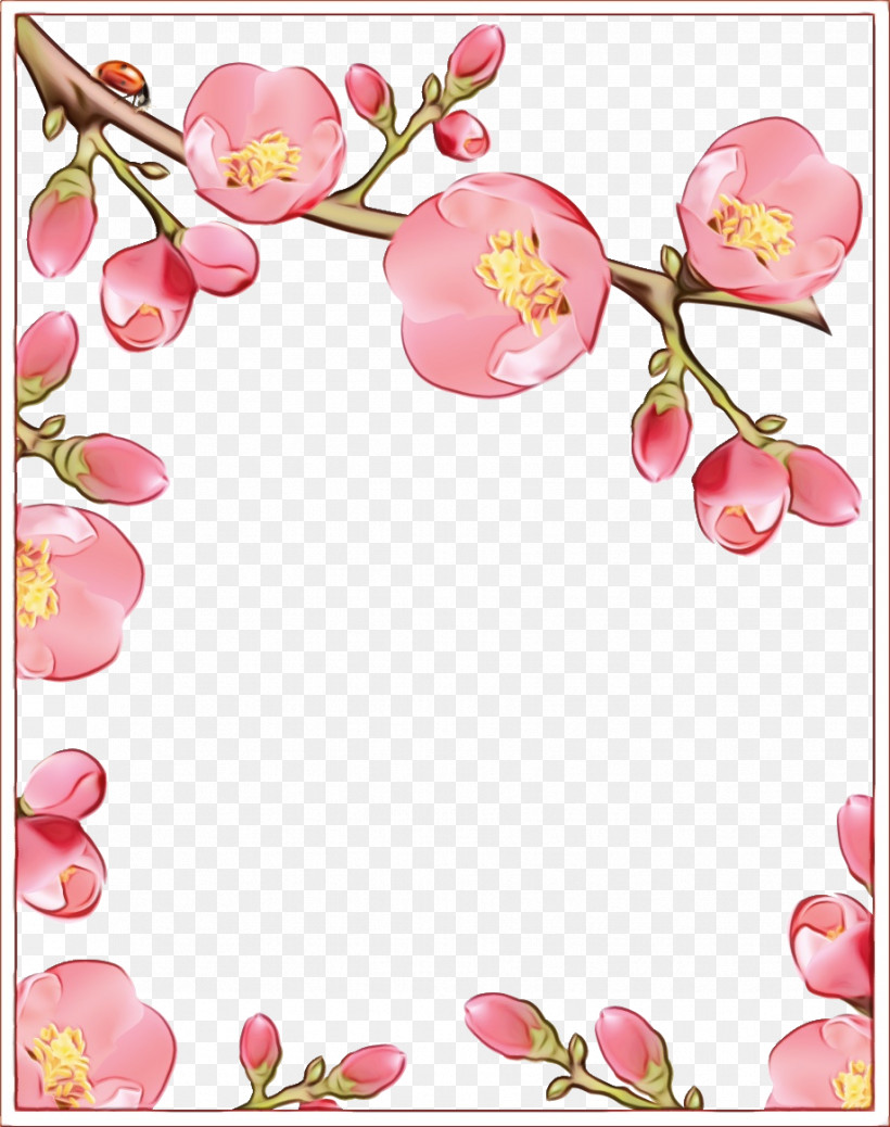 Cherry Blossom, PNG, 919x1164px, Flower Rectangular Frame, Blossom, Branch, Cherry Blossom, Floral Rectangular Frame Download Free