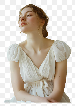 Woman Wearing Gown - Elegant Woman In White Dress PNG