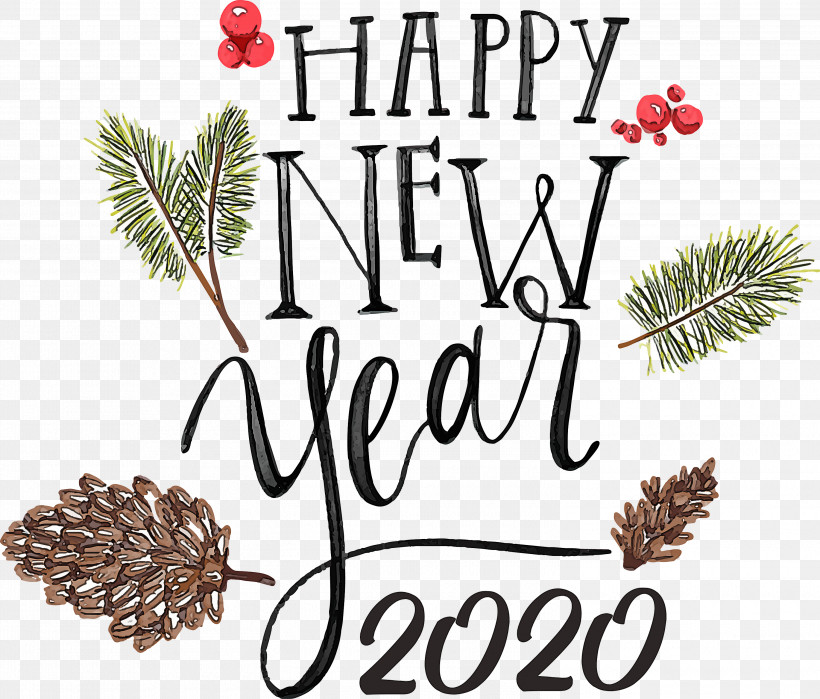 2020 Happy New Year 2020 Happy New Year, PNG, 3000x2560px, 2020, 2020 Happy New Year, American Larch, Branch, Christmas Eve Download Free