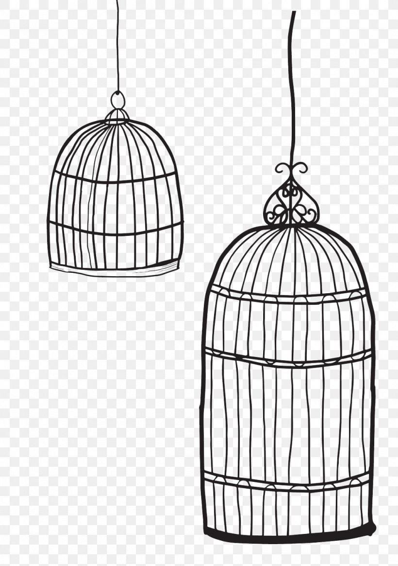 Birdcage Hamster Pet, PNG, 1056x1500px, Bird, Birdcage, Black And White, Cage, Cartoon Download Free