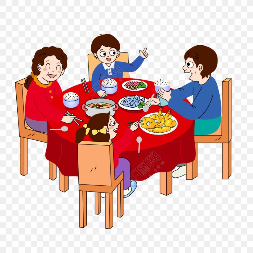 Chinese New Year Reunion Dinner Image Cartoon, PNG, 1024x1024px, Chinese  New Year, Breakfast, Cafeteria, Cartoon, Cuisine