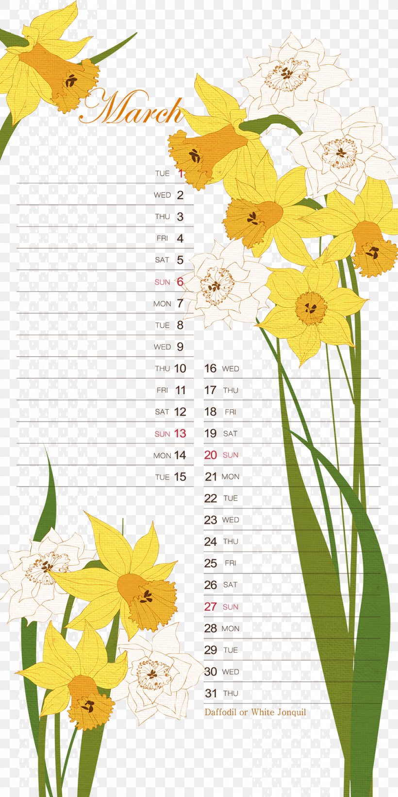 Calendar Flower Illustration, PNG, 1000x2000px, Calendar, Art, Concepteur, Craft, Creative Arts Download Free