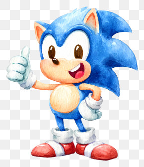 Sonic The Hedgehog - Happy Blue Hedgehog Cheering PNG