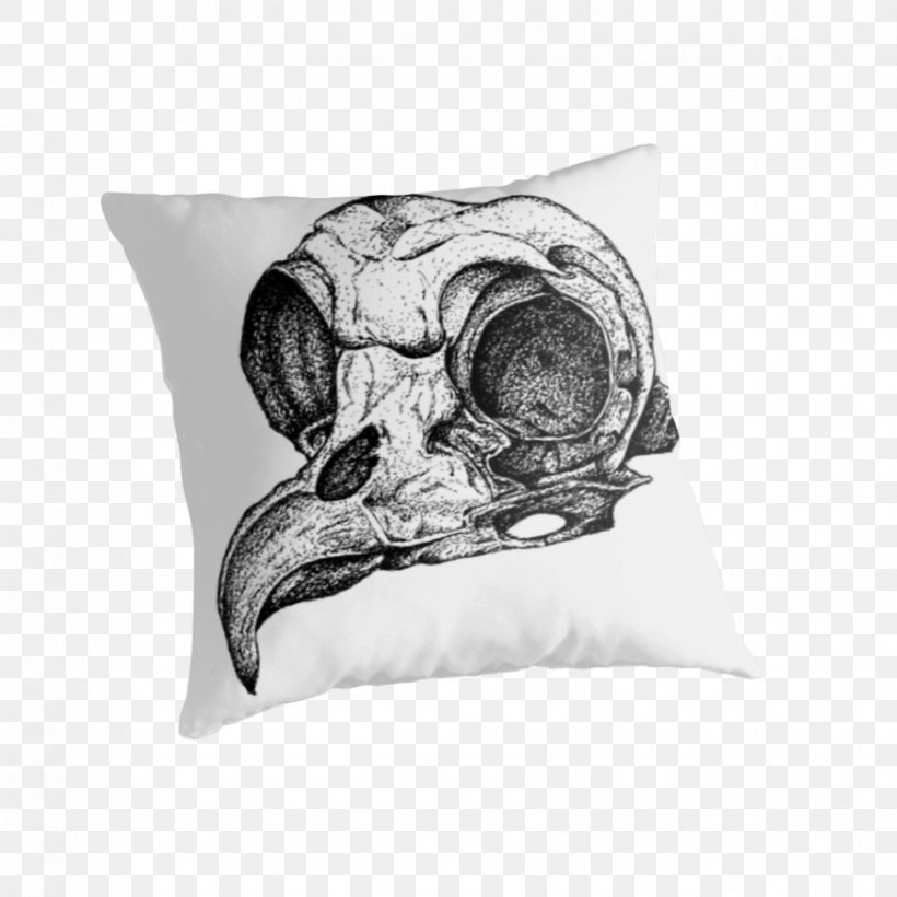 Cushion Throw Pillows Drawing Skull, PNG, 875x875px, Cushion, Black And White, Bone, Drawing, Jaw Download Free