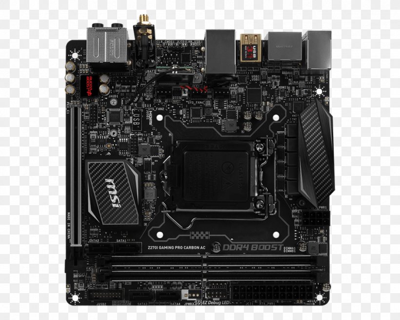 Mini-ITX LGA 1151 Motherboard Micro-Star International MSI Z270I GAMING PRO CARBON, PNG, 1024x819px, Miniitx, Atx, Computer, Computer Component, Computer Cooling Download Free