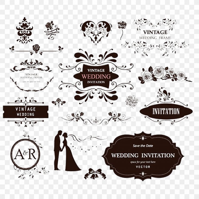 Wedding Invitation Ornament Decorative Arts, PNG, 2038x2038px, Wedding Invitation, Black, Black And White, Brand, Bride Download Free