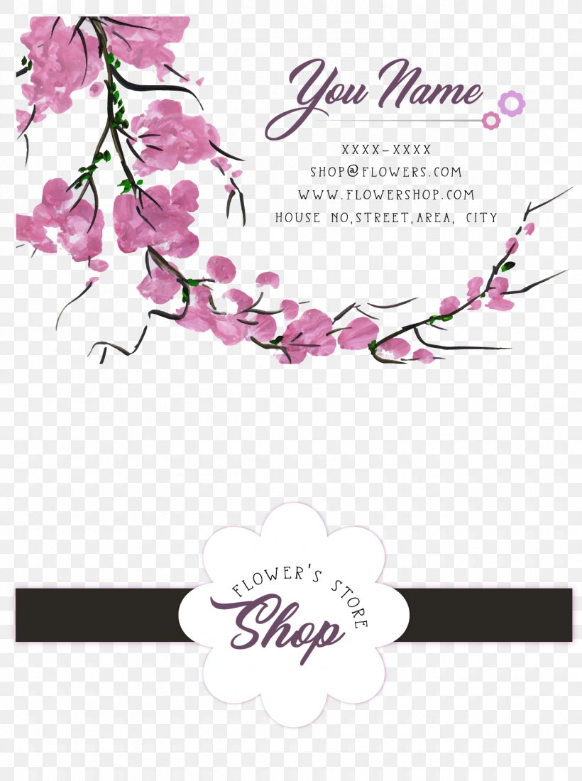 Cherry Blossom Business Card, PNG, 1297x1740px, Flower, Blossom, Brand, Cherry, Cherry Blossom Download Free