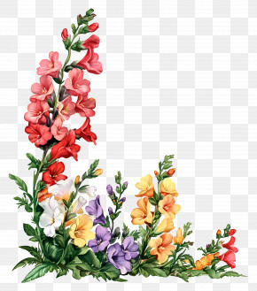 Snapdragon Frame - Vibrant Colorful Floral Arrangement PNG