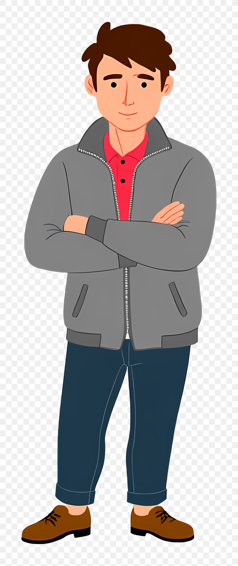 Man In Casual Outfit - Man In Gray Jacket PNG