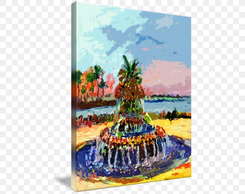 Pineapple Fountain Canvas Print Art Oil Painting Reproduction, PNG, 473x650px, Canvas Print, Art, Artwork, Canvas, Charleston Download Free