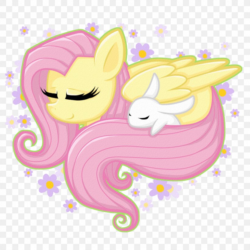 Fluttershy Angel Bunny Pony Horse Rabbit, PNG, 1024x1024px, Watercolor, Cartoon, Flower, Frame, Heart Download Free