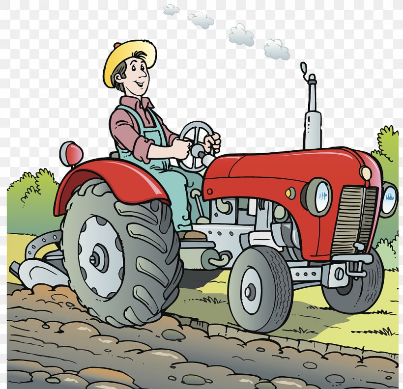 Tractor Agriculture Farm Cartoon Illustration, PNG, 1007x973px, Tractor,  Agricultural Land, Agricultural Machinery, Agriculture, Arable Land Download