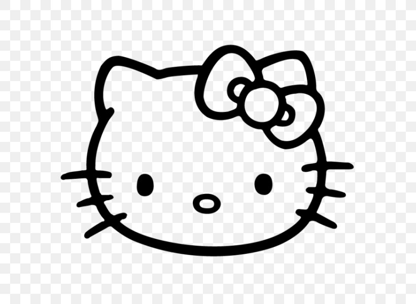 Hello Kitty Vector Graphics Black And White Image Drawing, PNG, 600x600px, Hello Kitty, Black, Black And White, Coloring Book, Decal Download Free