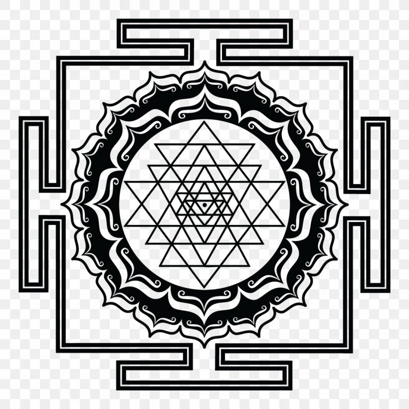 Sri Yantra Shri Vidya Chakra, PNG, 1100x1100px, Sri Yantra, Area, Bindu, Black And White, Brand Download Free