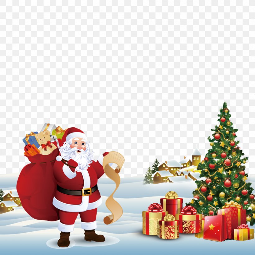Santa Claus Christmas Tree Greeting Card Gift, PNG, 1000x1000px, Santa Claus, Christmas, Christmas Decoration, Christmas Ornament, Christmas Tree Download Free