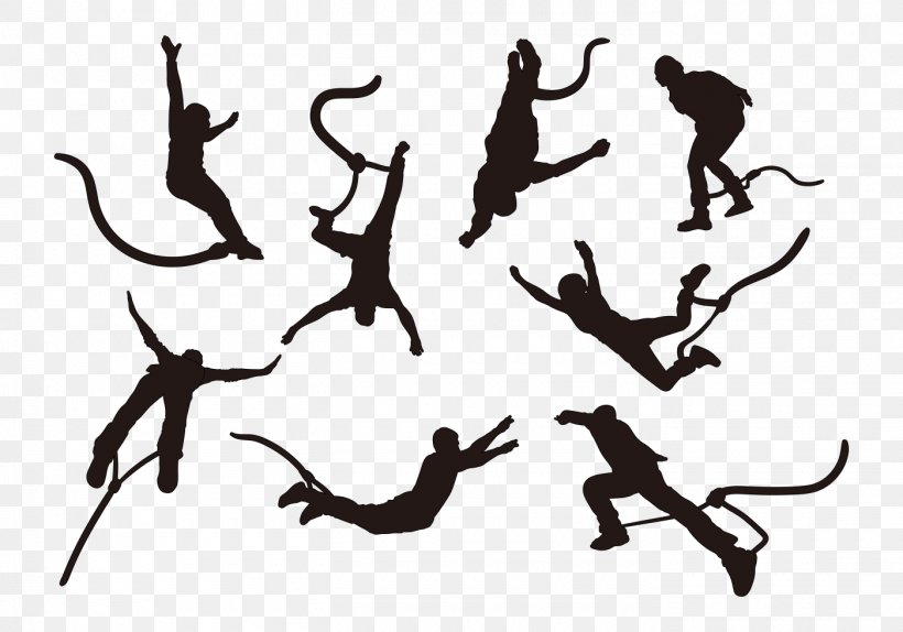 Bungee Jumping Silhouette, PNG, 1400x980px, Jumping, Black And White, Bungee Jumping, Diving, Jump Ropes Download Free