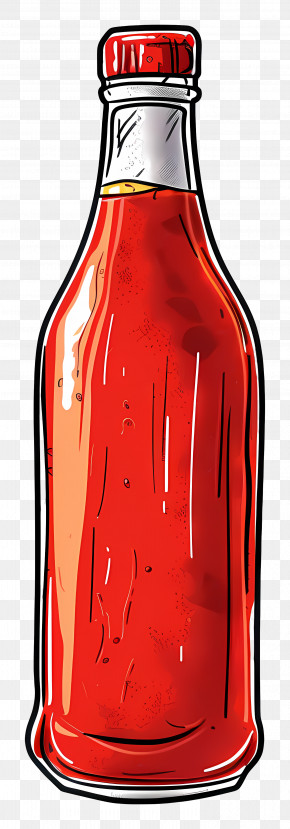 Ketchup Bottle - Red Ketchup Bottle Illustration PNG