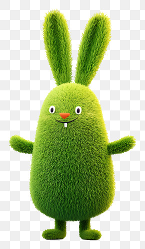 Mossy Bunny - Furry Green Bunny PNG
