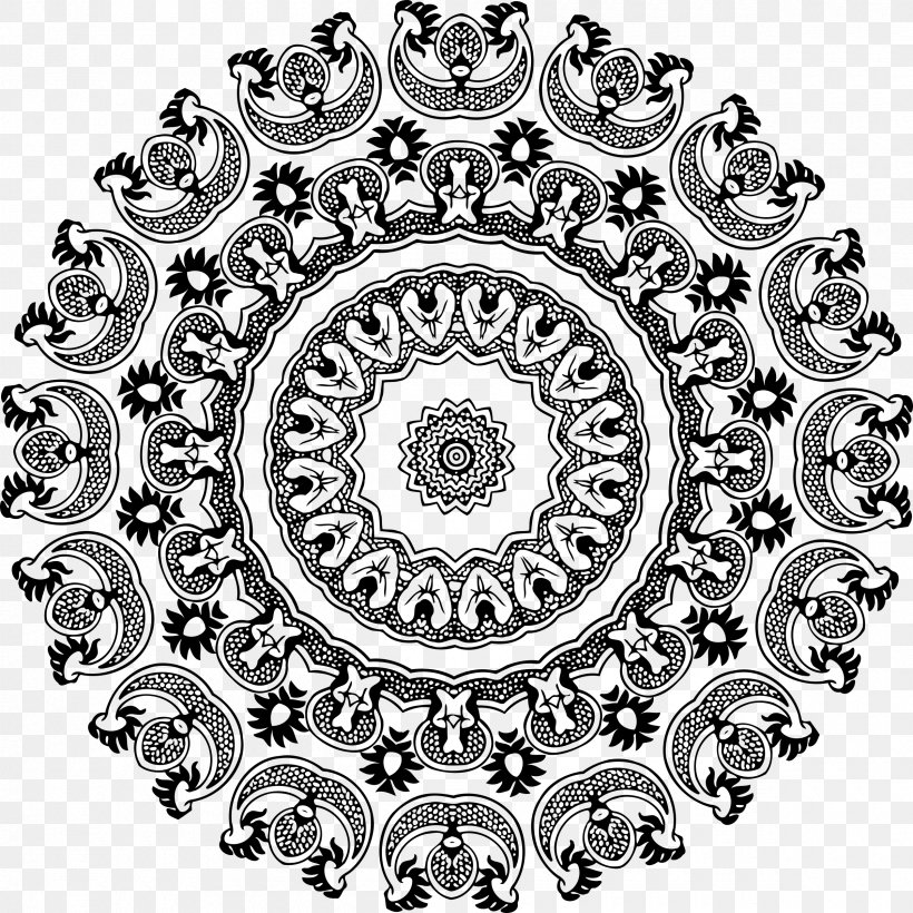 Black And White Floral Design Clip Art, PNG, 2400x2400px, Black And White, Art, Body Jewelry, Clutch Part, Decorative Arts Download Free