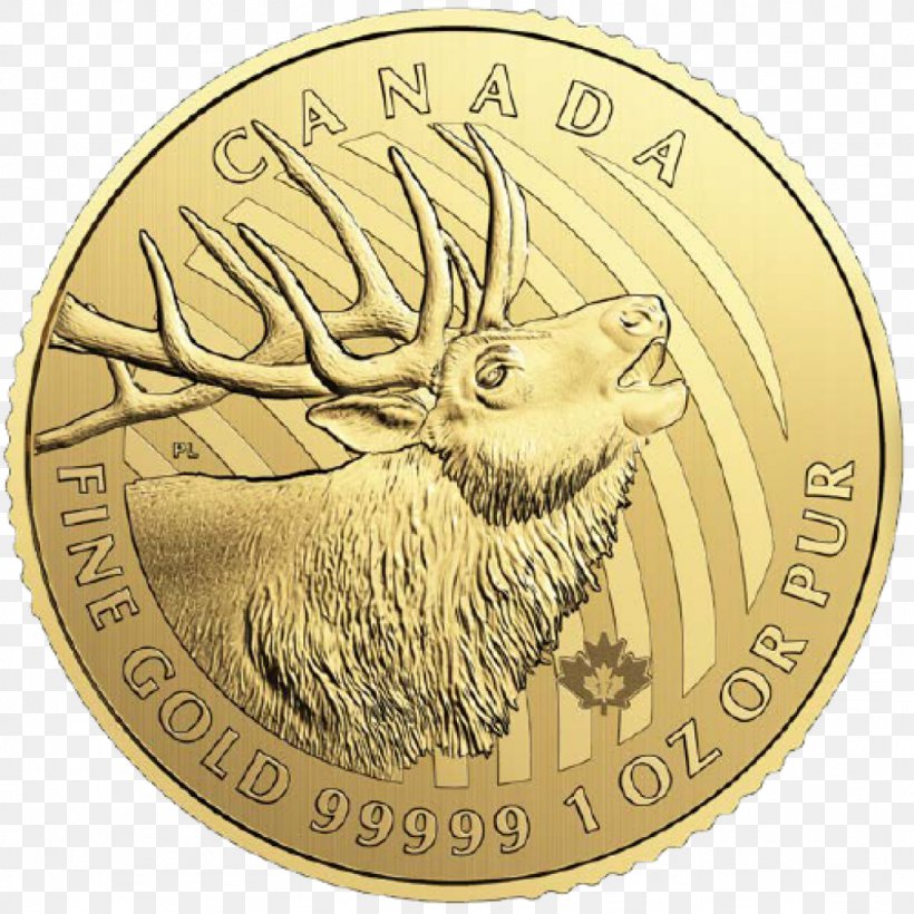 Elk Canada Canadian Gold Maple Leaf Bullion Coin Royal Canadian Mint, PNG, 1024x1024px, Elk, American Gold Eagle, Australian Gold Nugget, Britannia, Bullion Download Free